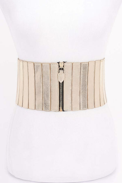 Multi Pu Zip Front Elastic Belt