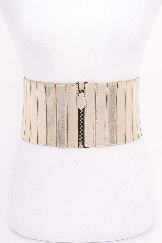 Multi Pu Zip Front Elastic Belt