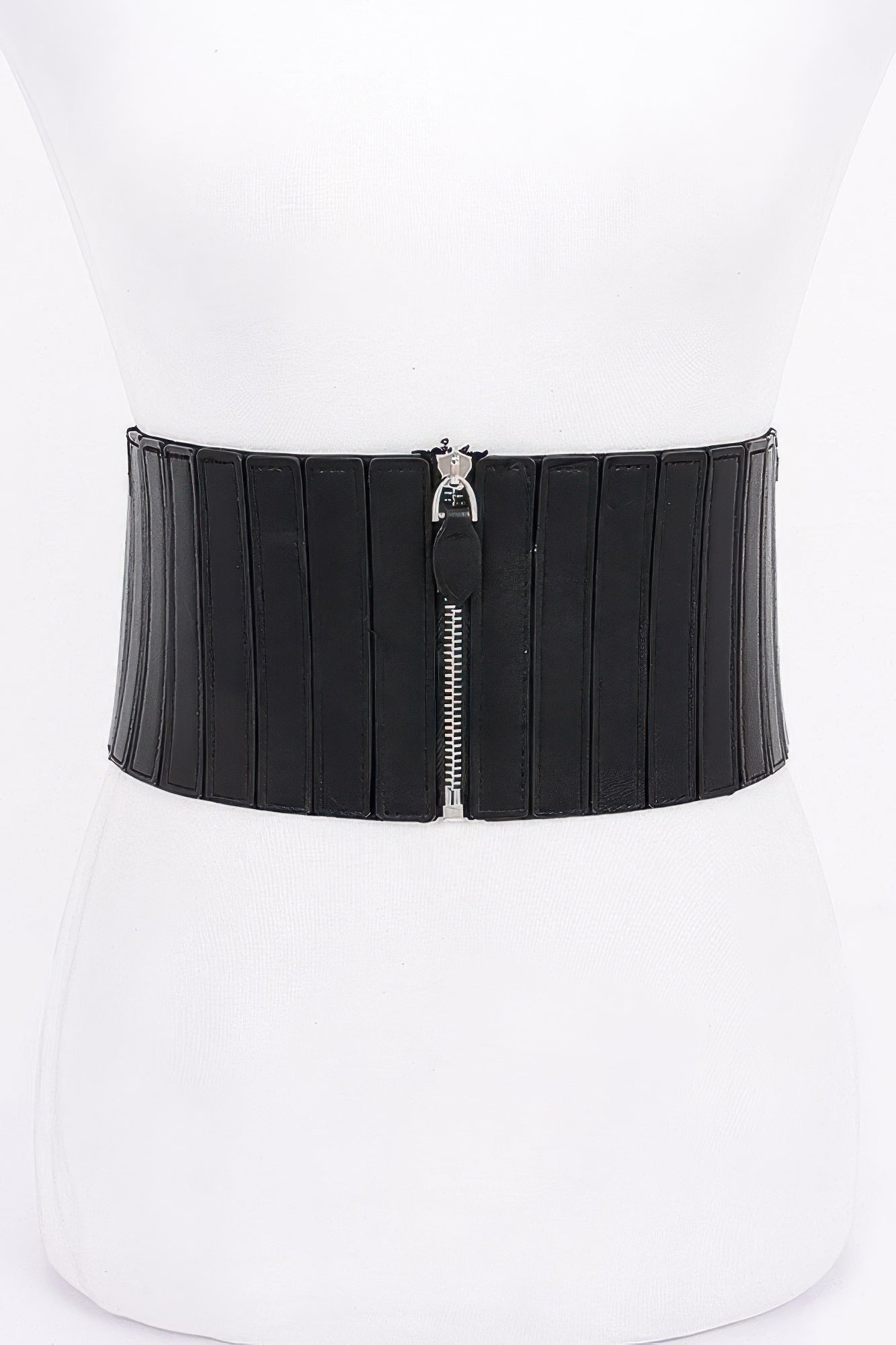 Multi Pu Zip Front Elastic Belt