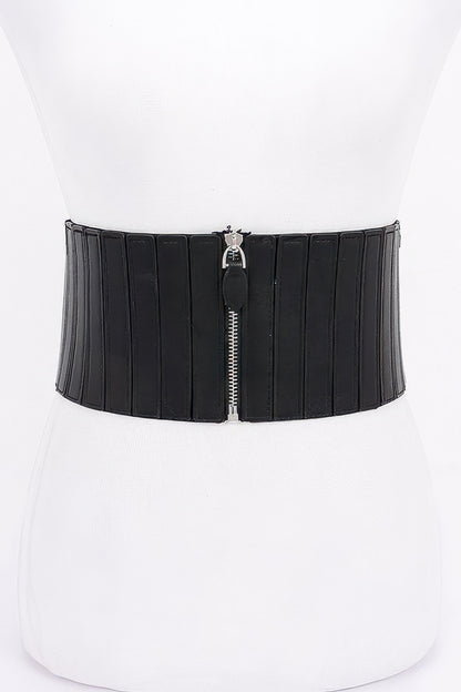 Multi Pu Zip Front Elastic Belt