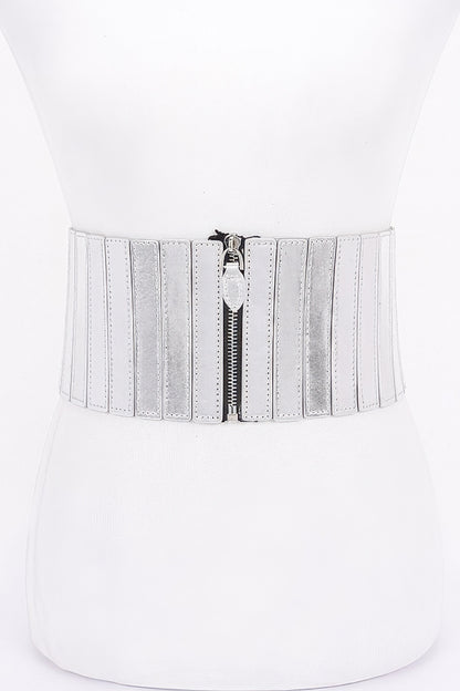 Multi Pu Zip Front Elastic Belt