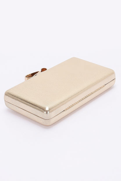 Metal Ribbon Top Case Clutch