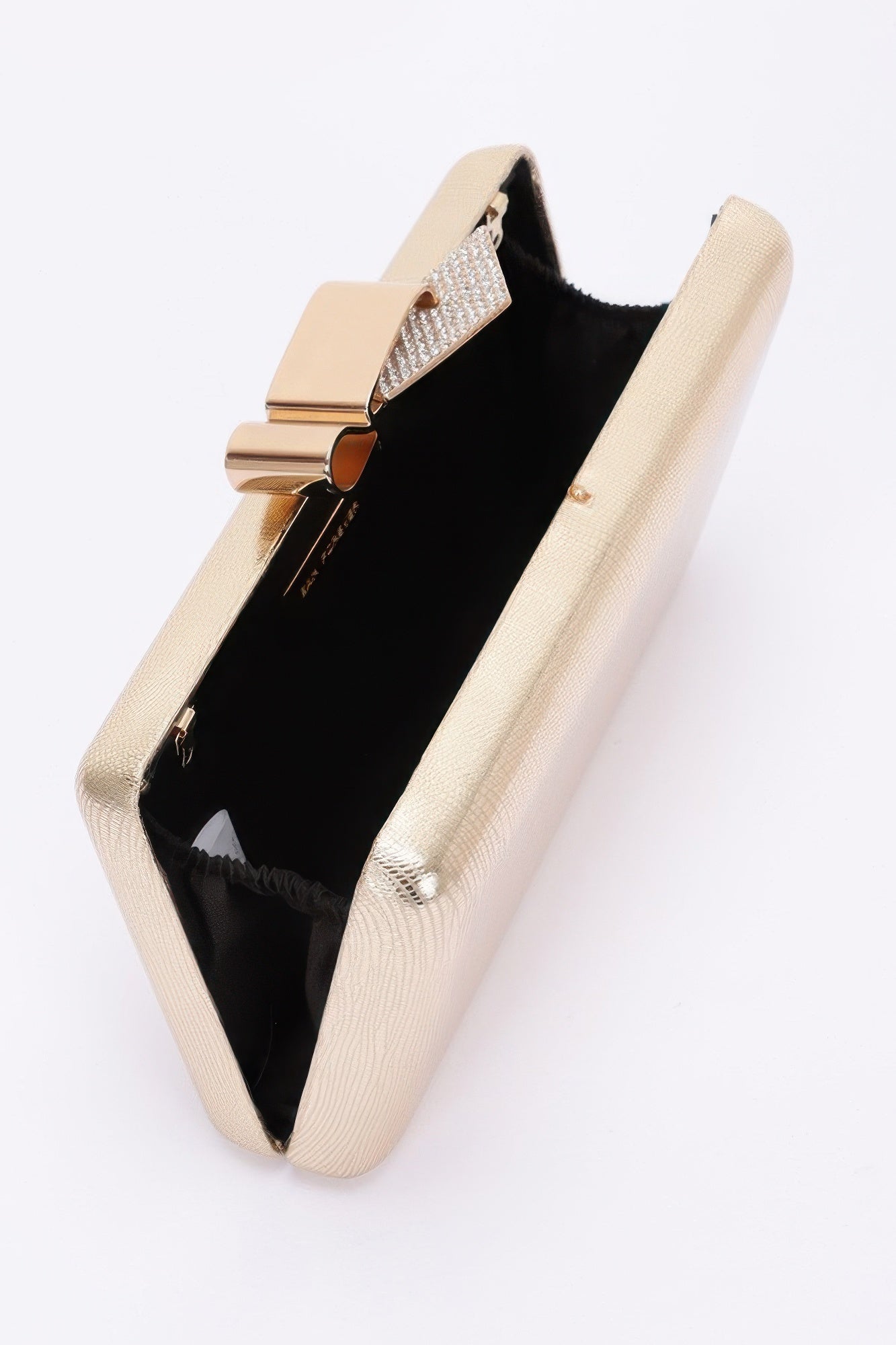 Metal Ribbon Top Case Clutch