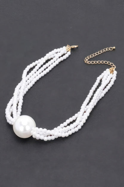 Multi Faux Pearl Chain Necklace