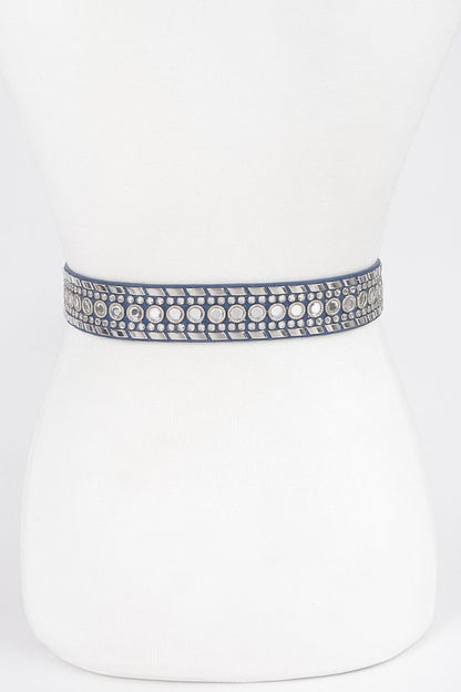 Rhinestone Metal Studded Multi Metal Belt