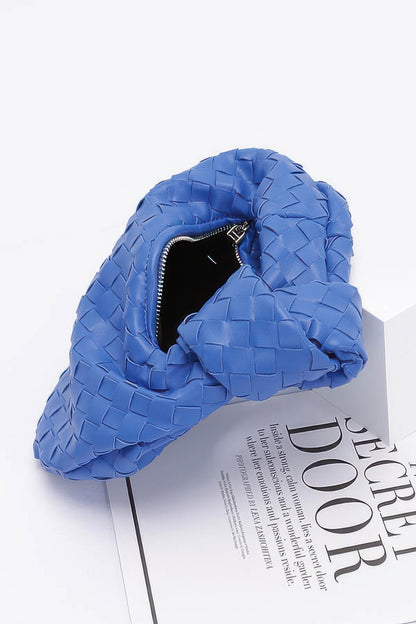 Faux Leather Braided Zip Bag