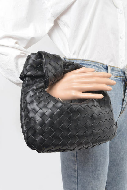 Faux Leather Braided Zip Bag