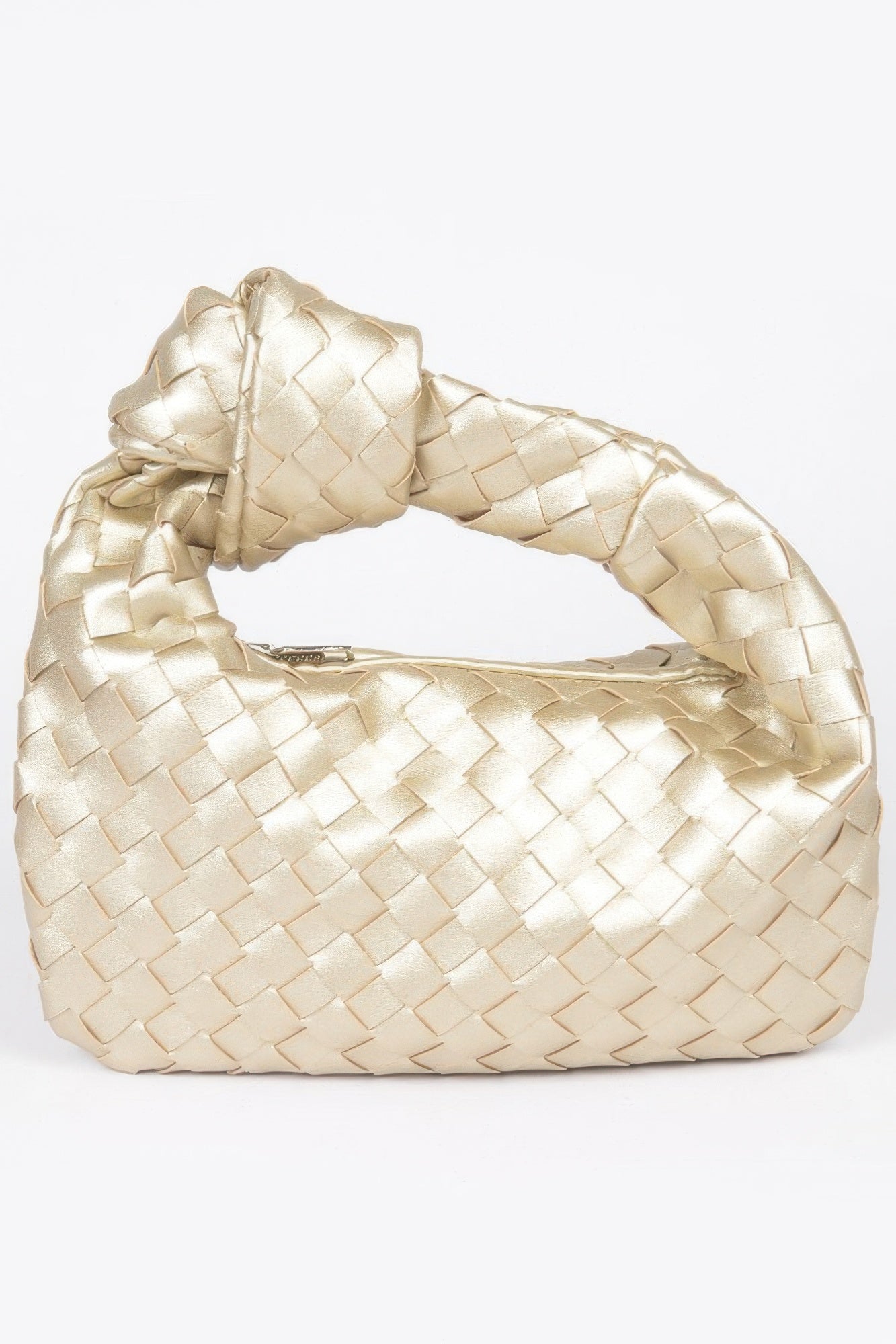 Faux Leather Braided Zip Bag