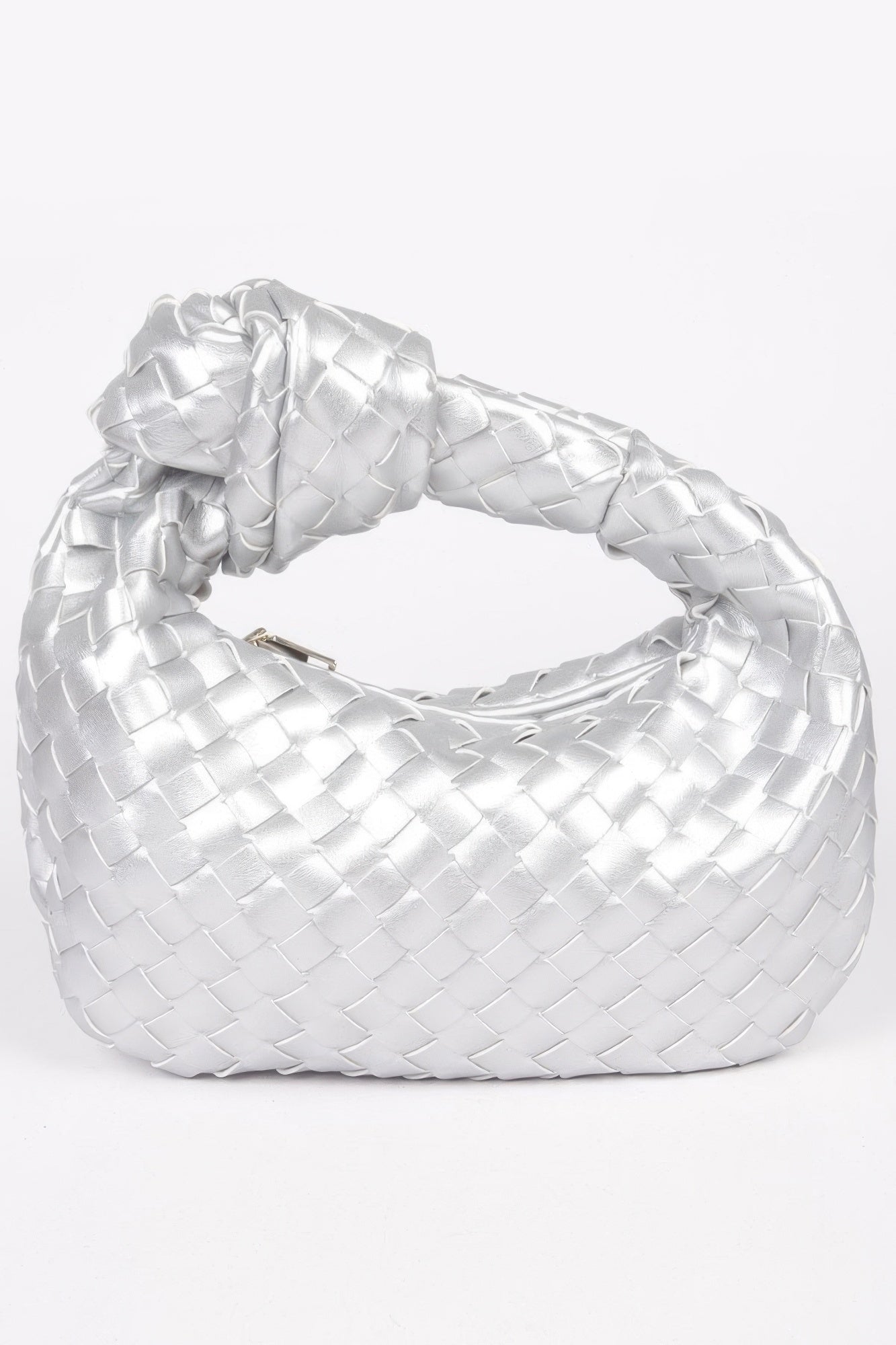 Faux Leather Braided Zip Bag