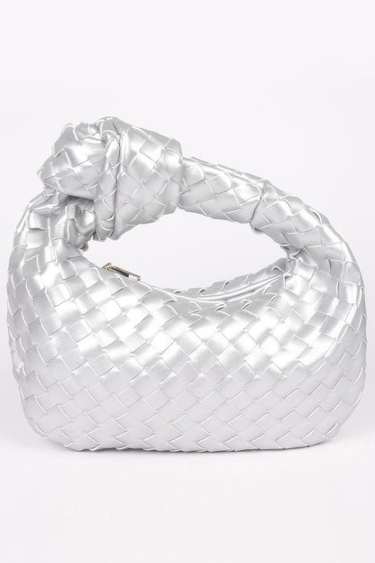 Faux Leather Braided Zip Bag
