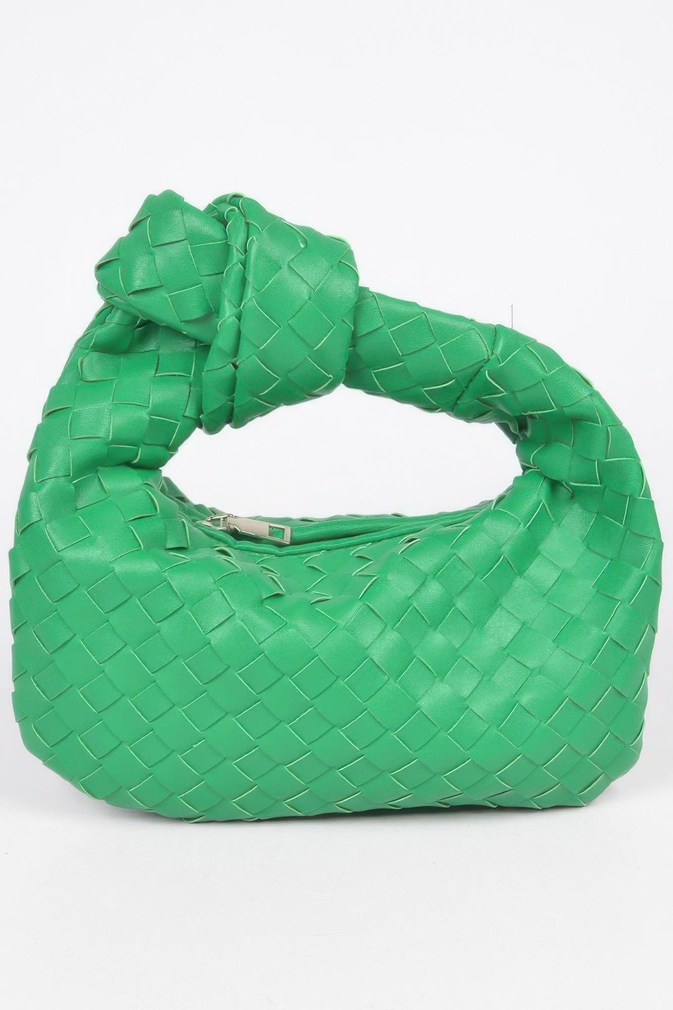 Faux Leather Braided Zip Bag