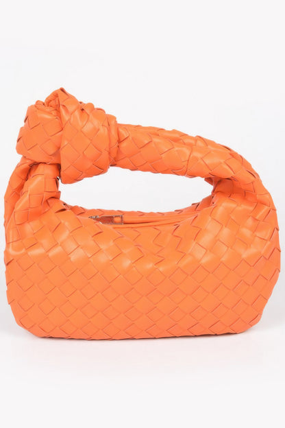 Faux Leather Braided Zip Bag