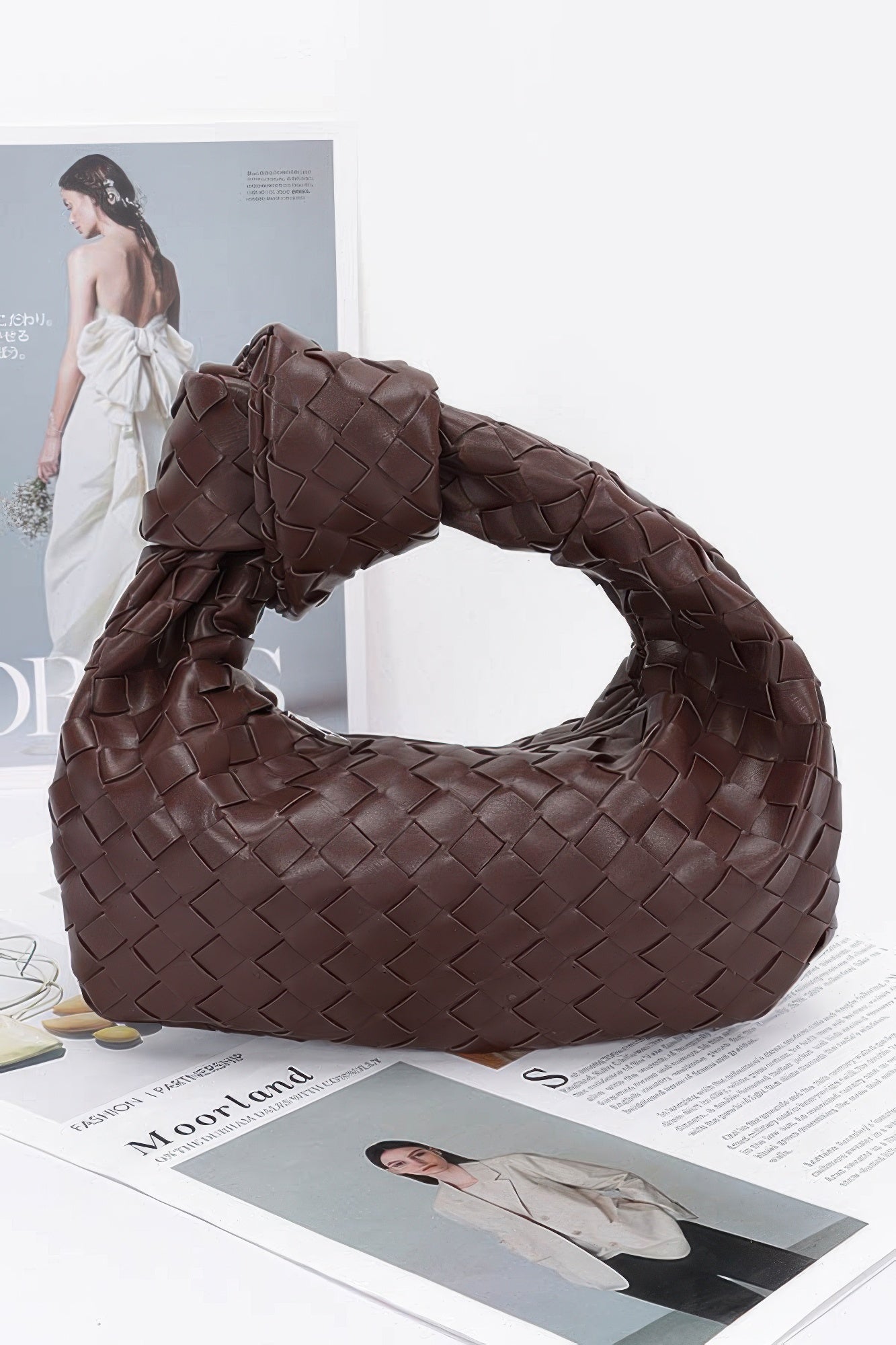 Faux Leather Braided Zip Bag