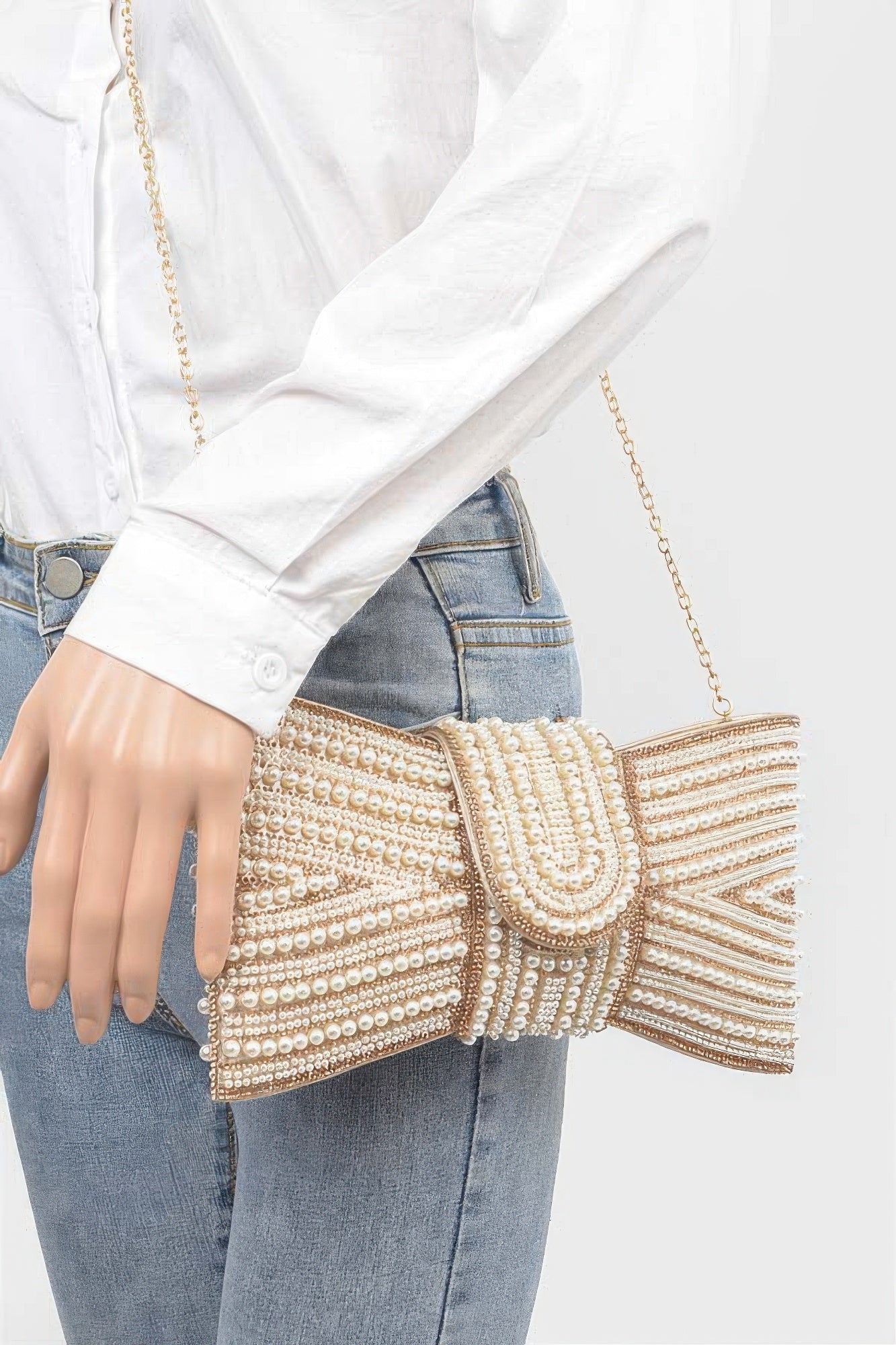 Rhinestone And Pearl Party Clutch