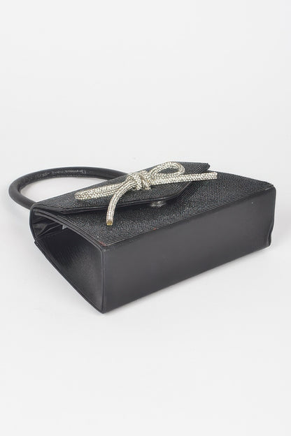 Rhinestone Ribbon Top Handle Bag