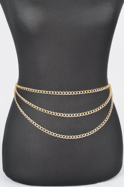 Multi Layered Metal Plus Size Chain Belt