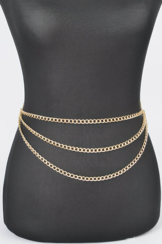 Multi Layered Metal Plus Size Chain Belt