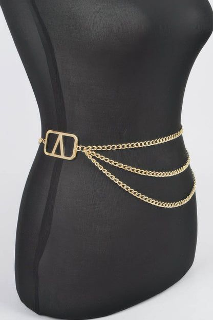 Multi Layered Metal Plus Size Chain Belt