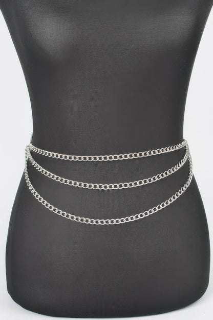 Multi Layered Metal Plus Size Chain Belt