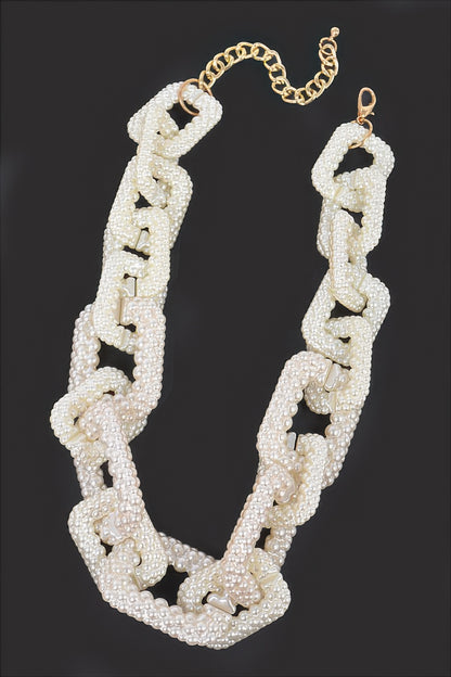Faux Pearl Link Chain Necklace