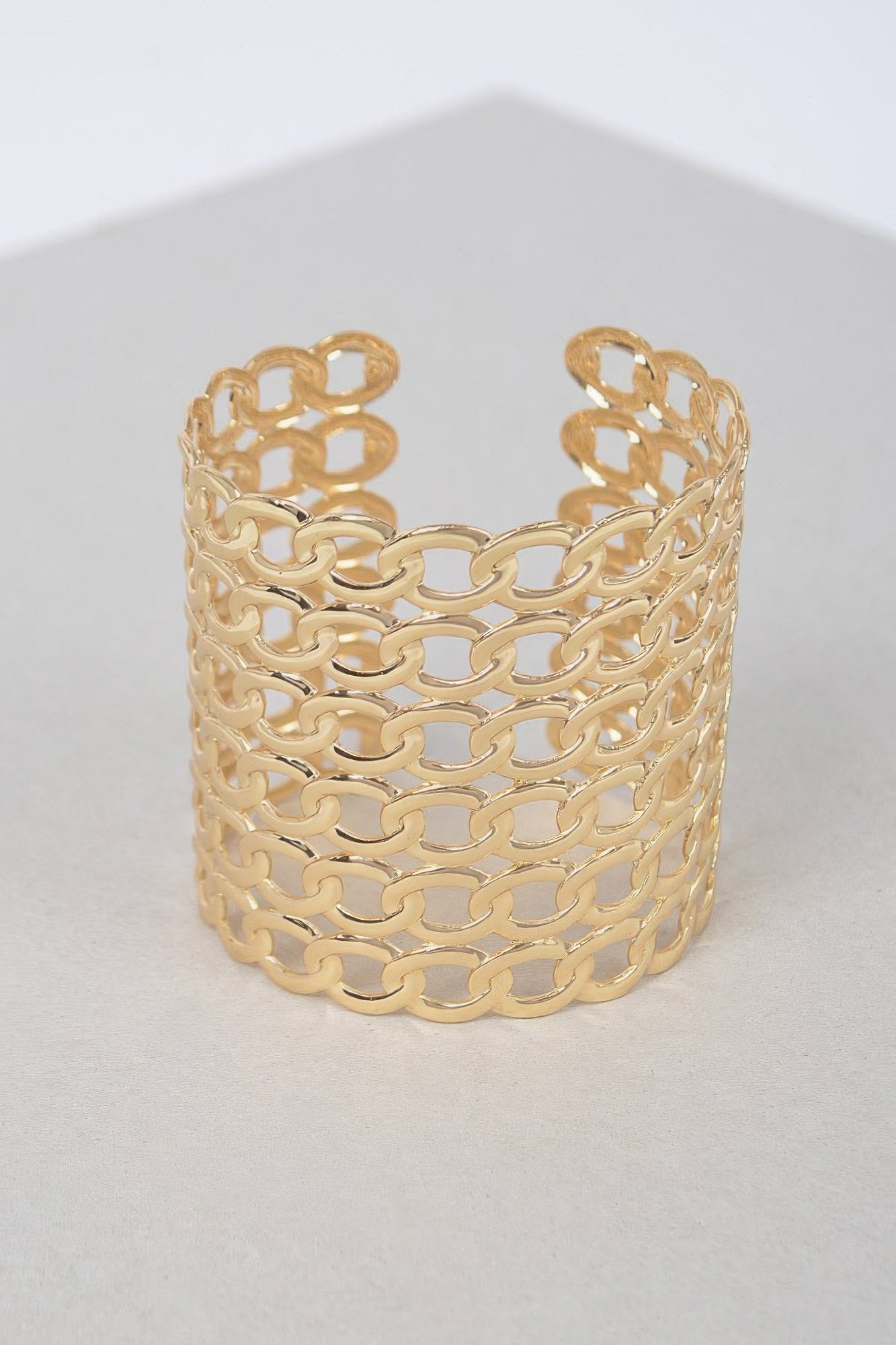 Wide Chain Metal Cuff Bracelet 