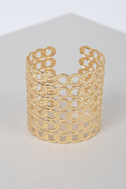 Wide Chain Metal Cuff Bracelet 
