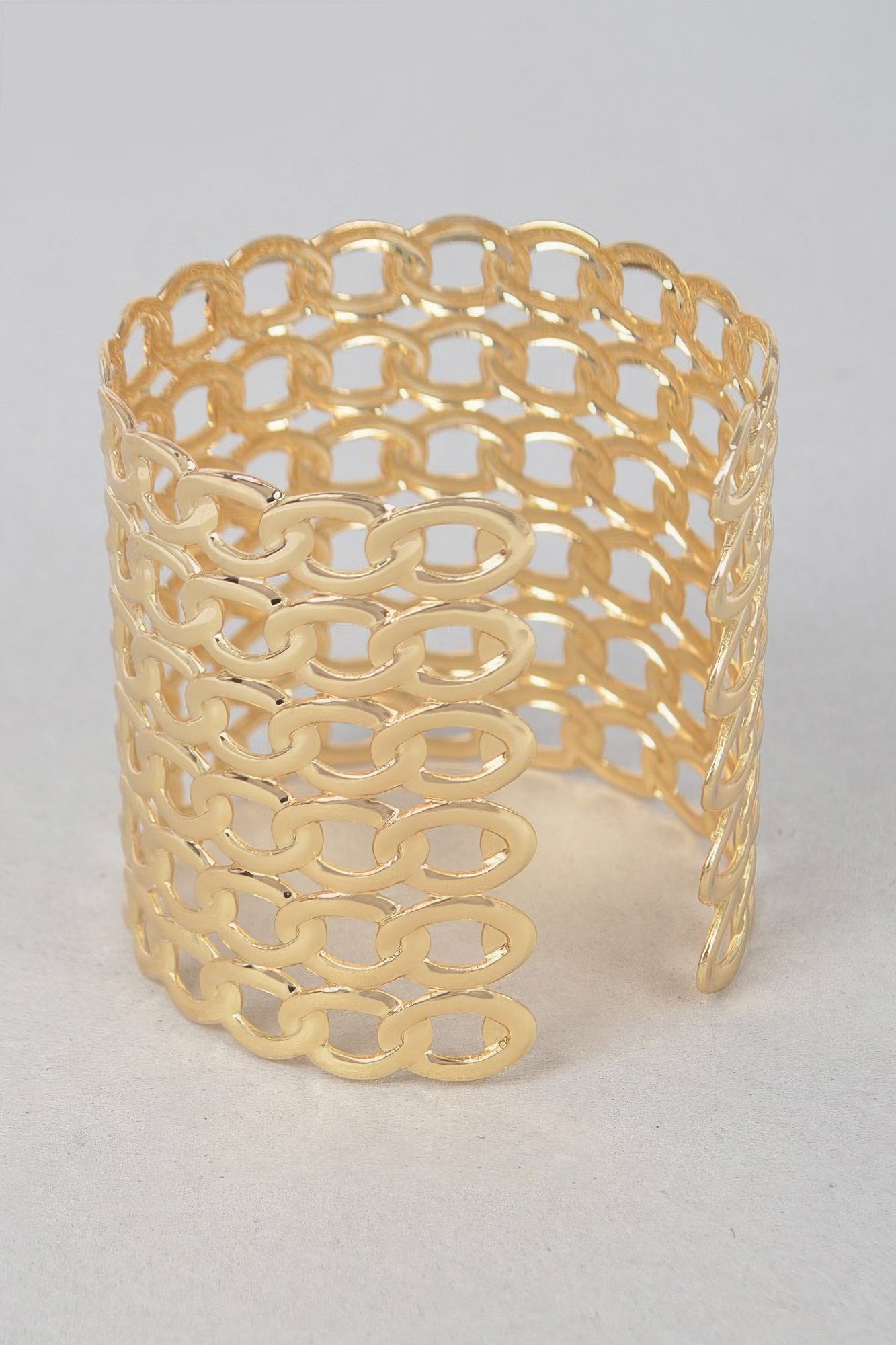 Wide Chain Metal Cuff Bracelet 