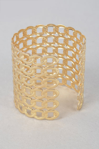 Wide Chain Metal Cuff Bracelet 