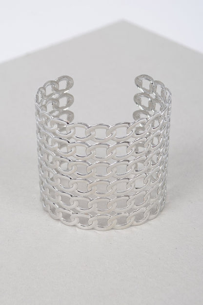 Wide Chain Metal Cuff Bracelet 