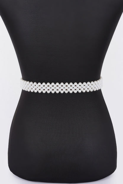 Flower Faux Pearl Elastic Belt