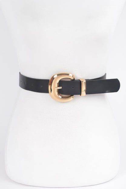 Faux Leather Metal Buckle Belt