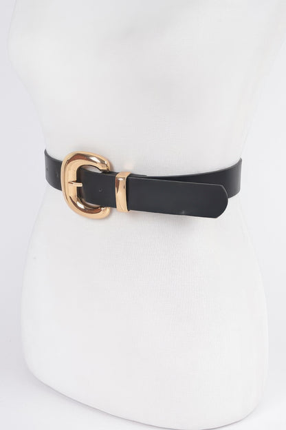 Faux Leather Metal Buckle Belt
