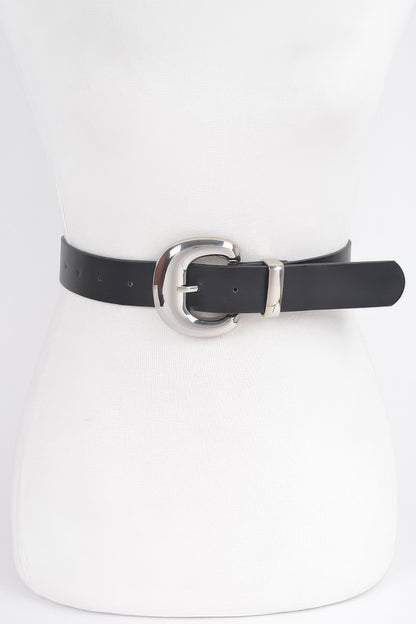 Faux Leather Metal Buckle Belt