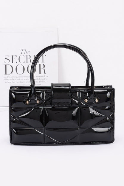 Embossed Enamel Handle Clutch