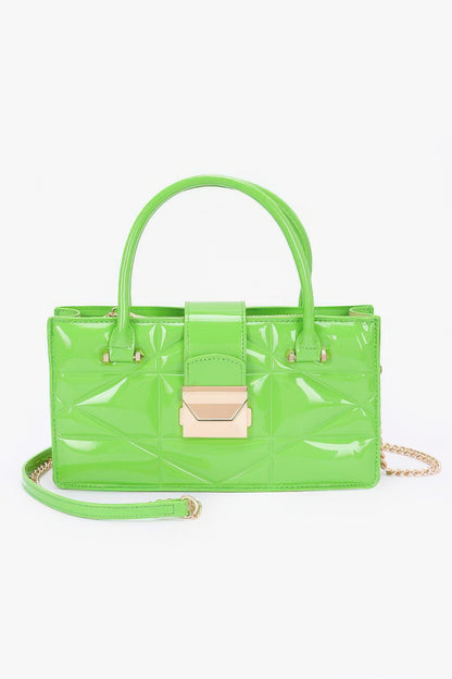 Embossed Enamel Handle Clutch