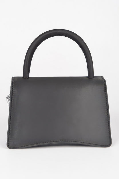 Faux Leather Rhinestone Hot Fix Flower Bag