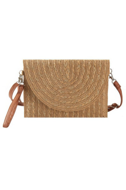 Gold Threads Mixed Color Straw Clutch Crossbodybag