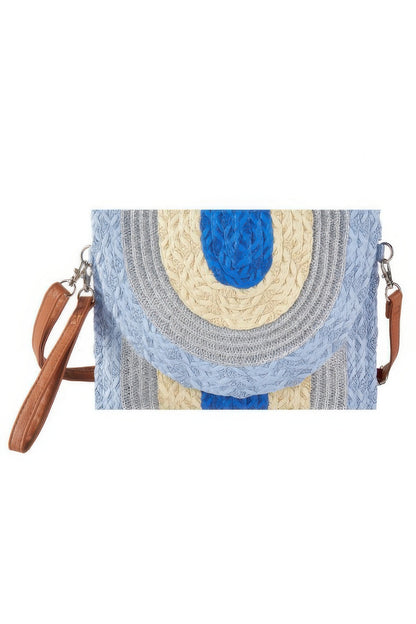Metallic Lined Multicolor Straw Clutchcrossbodybag 