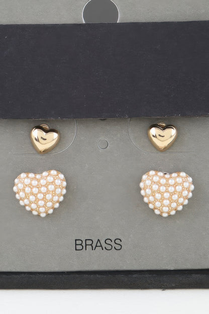 Twin Hearts Stud Earrings