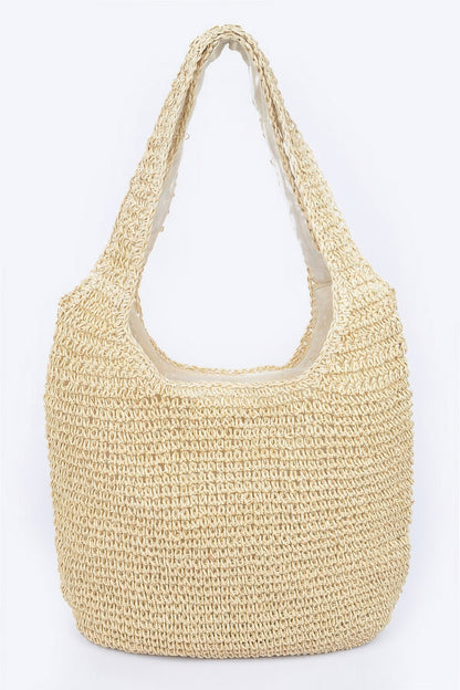 Faux Straw Hobo Bag