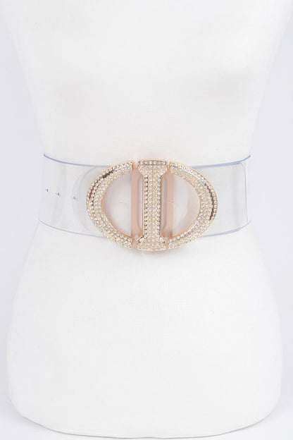 Rhinestone Metal Buckle Plus Size Transparent Belt