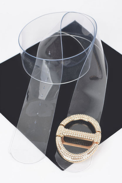 Rhinestone Metal Buckle Plus Size Transparent Belt