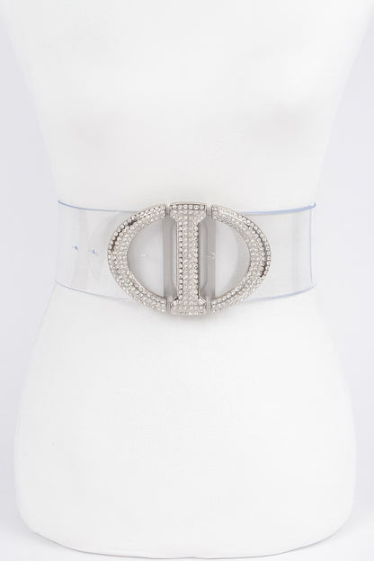 Rhinestone Metal Buckle Plus Size Transparent Belt