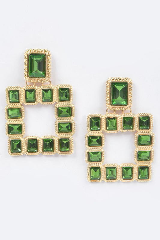 Multi Square Gemstone Earrings