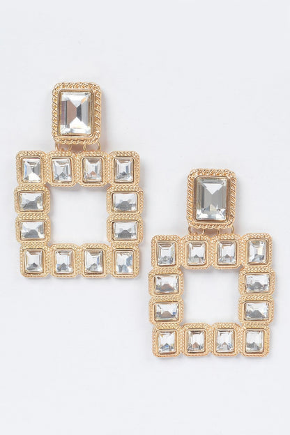 Multi Square Gemstone Earrings