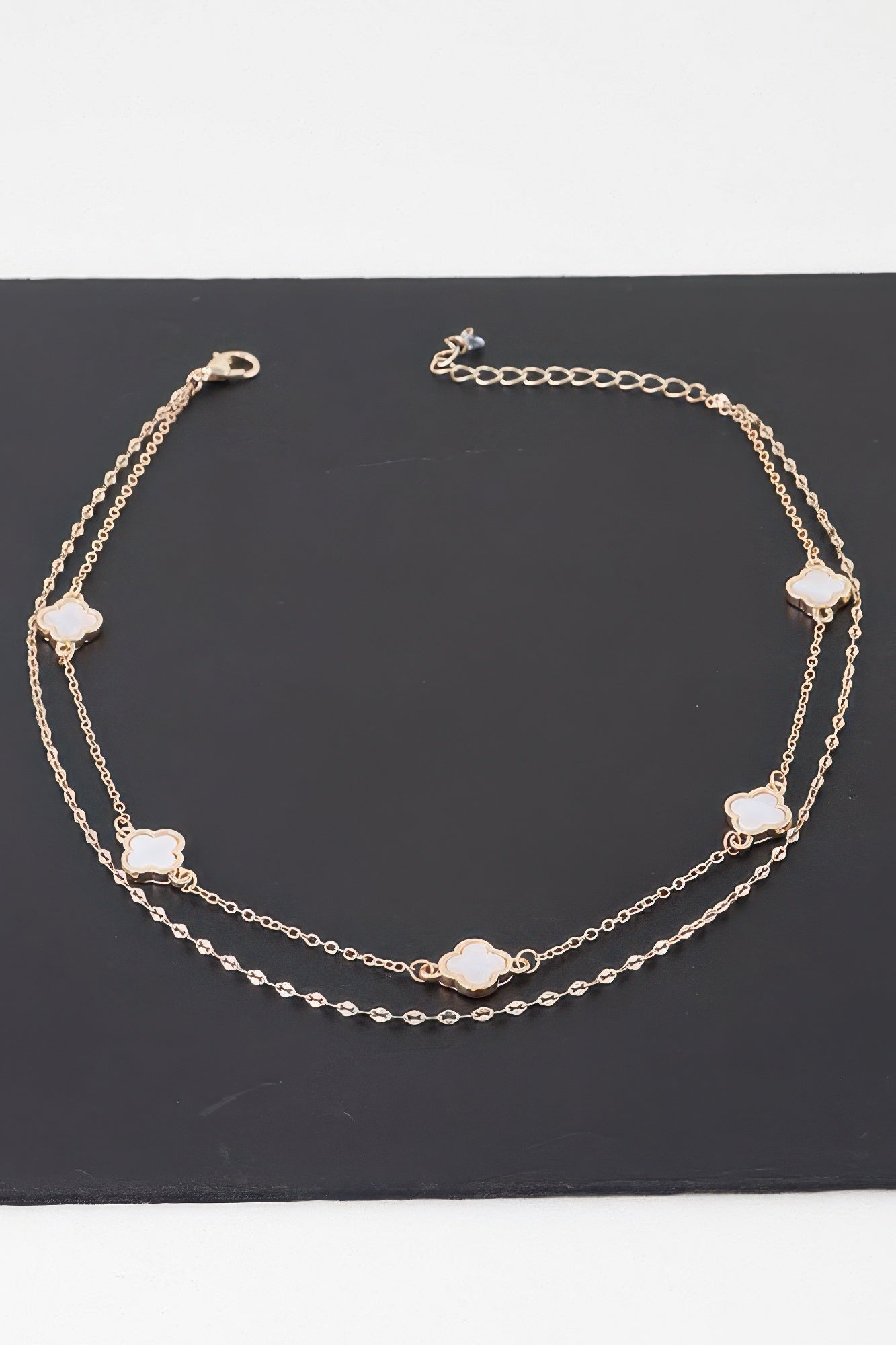 Double Clover Charm Choker Necklace