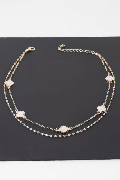Double Clover Charm Choker Necklace