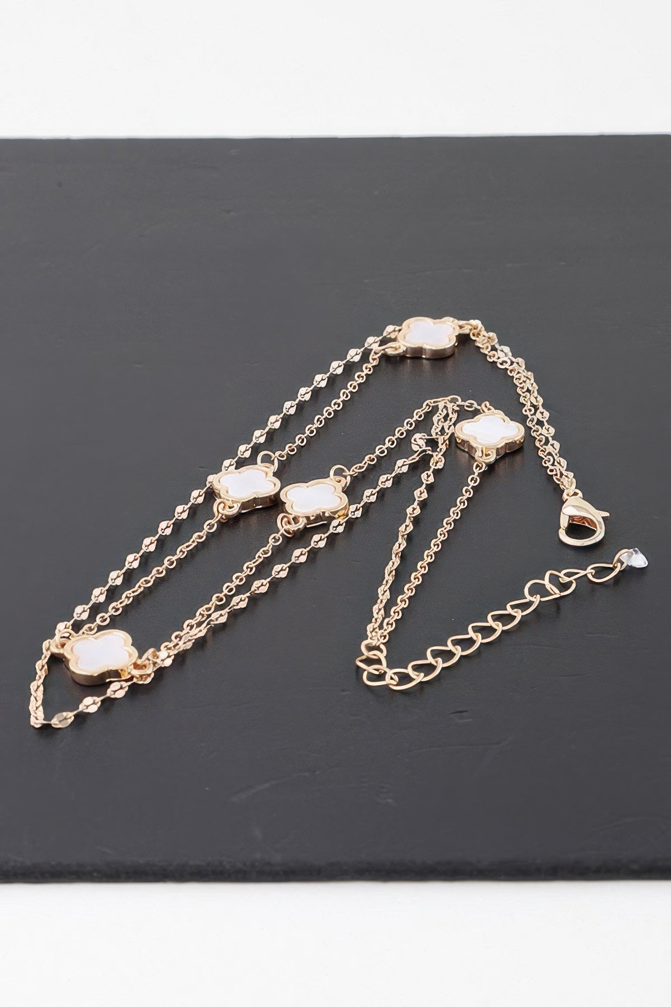 Double Clover Charm Choker Necklace