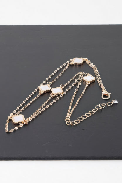 Double Clover Charm Choker Necklace