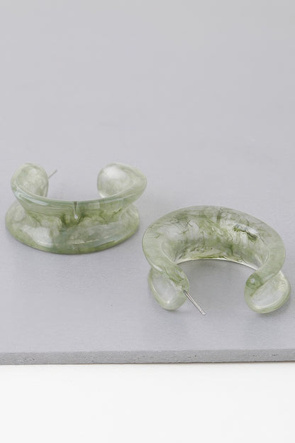 Multi Marble Stone Hoop Earrings
